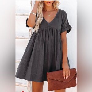 Roll sleeves black babydoll dress size small